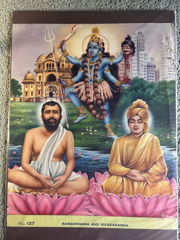 Poster Ramakrishna and Vivekananda at Dakineshwar and New York City