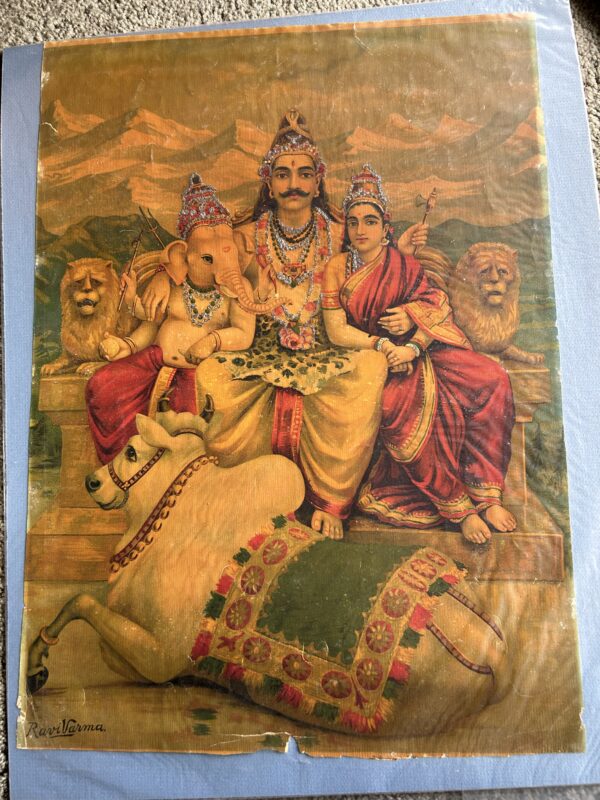 Poster  Shiva family embellished Ravi Varma